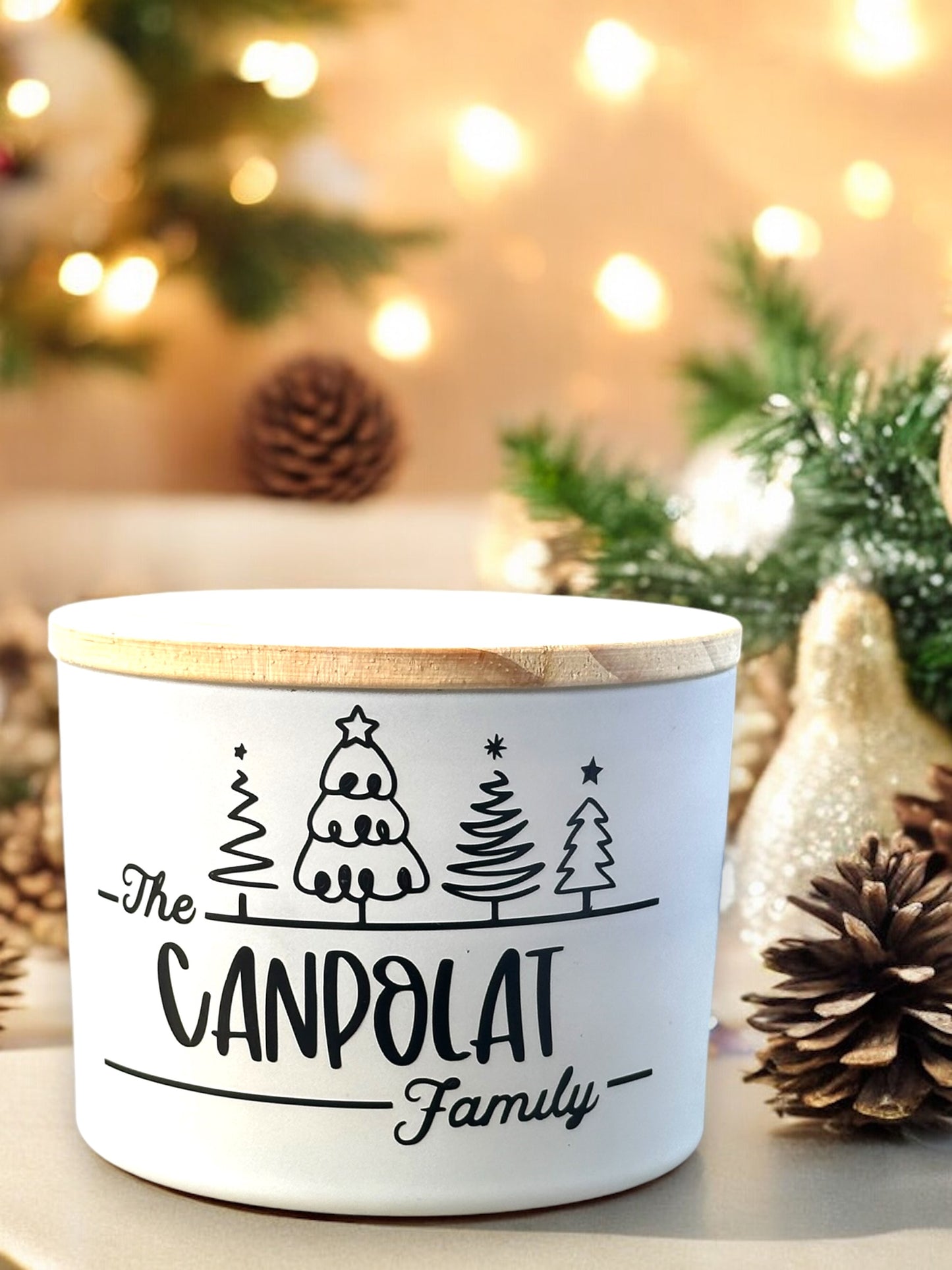 Personalized Christmas 3 Wick Soy Candle